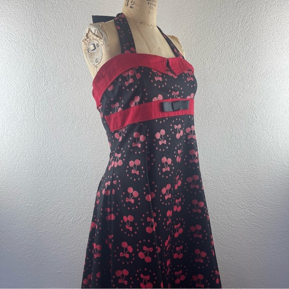 Collectif l 14 Retro 50s Novelty Cherries Stars Halter Rockabilly Pinup Dress - Picture 8 of 15
